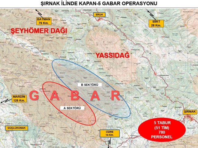 Şırnak'ta Kapan-5 Gabar Operasyonu başladı